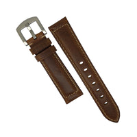 M2 Oil Waxed Leather Watch Strap in Tan with Silver Buckle (20mm) - Nomad Watch Works Malaysia