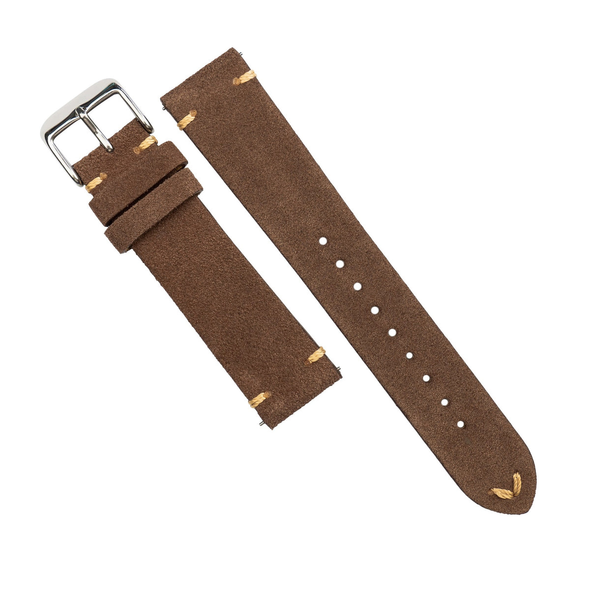 Premium Vintage Suede Leather Watch Strap in Brown (18mm) - Nomad Watch Works MY