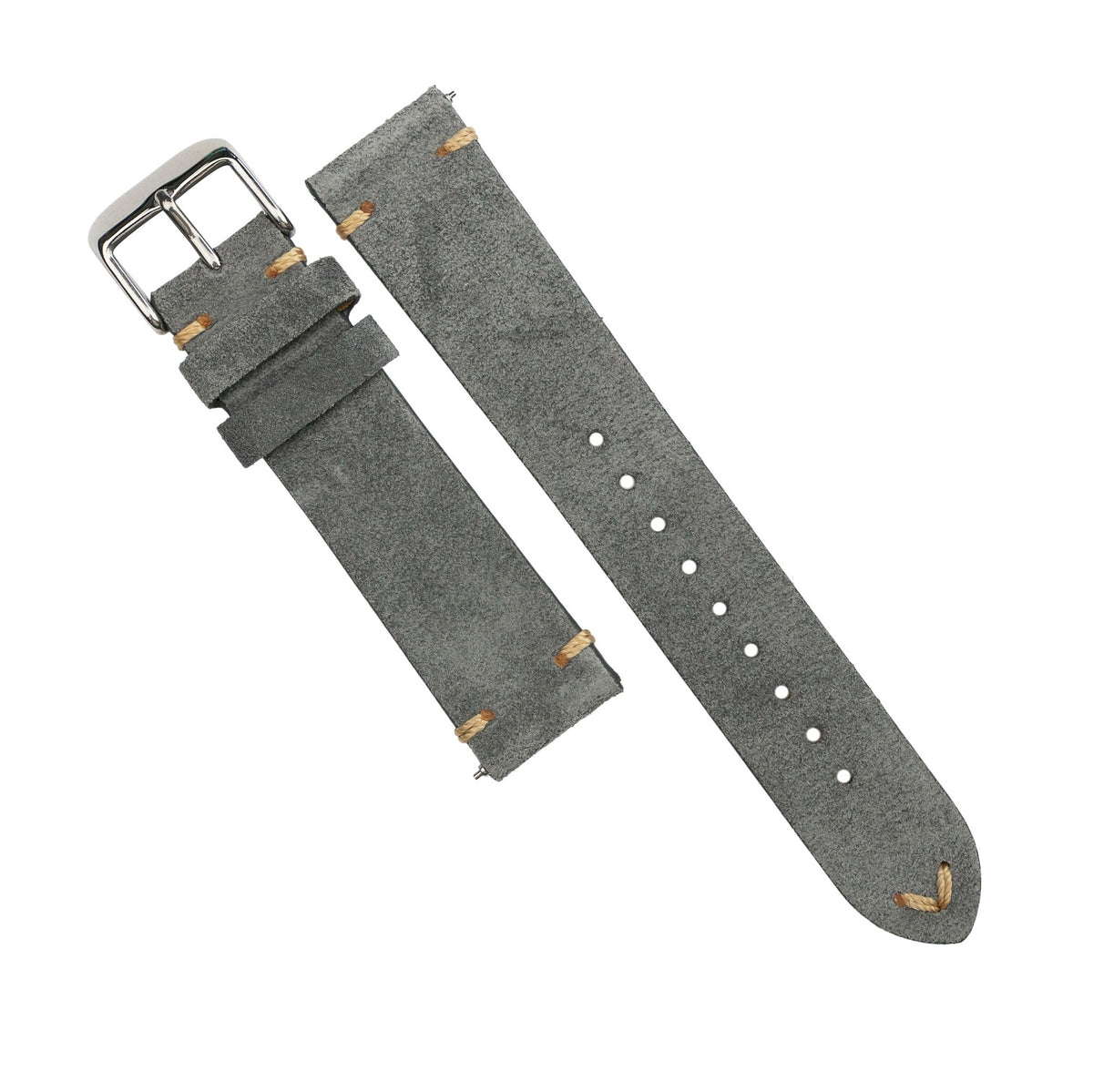 Premium Vintage Suede Leather Watch Strap in Grey (18mm) - Nomad Watch Works MY