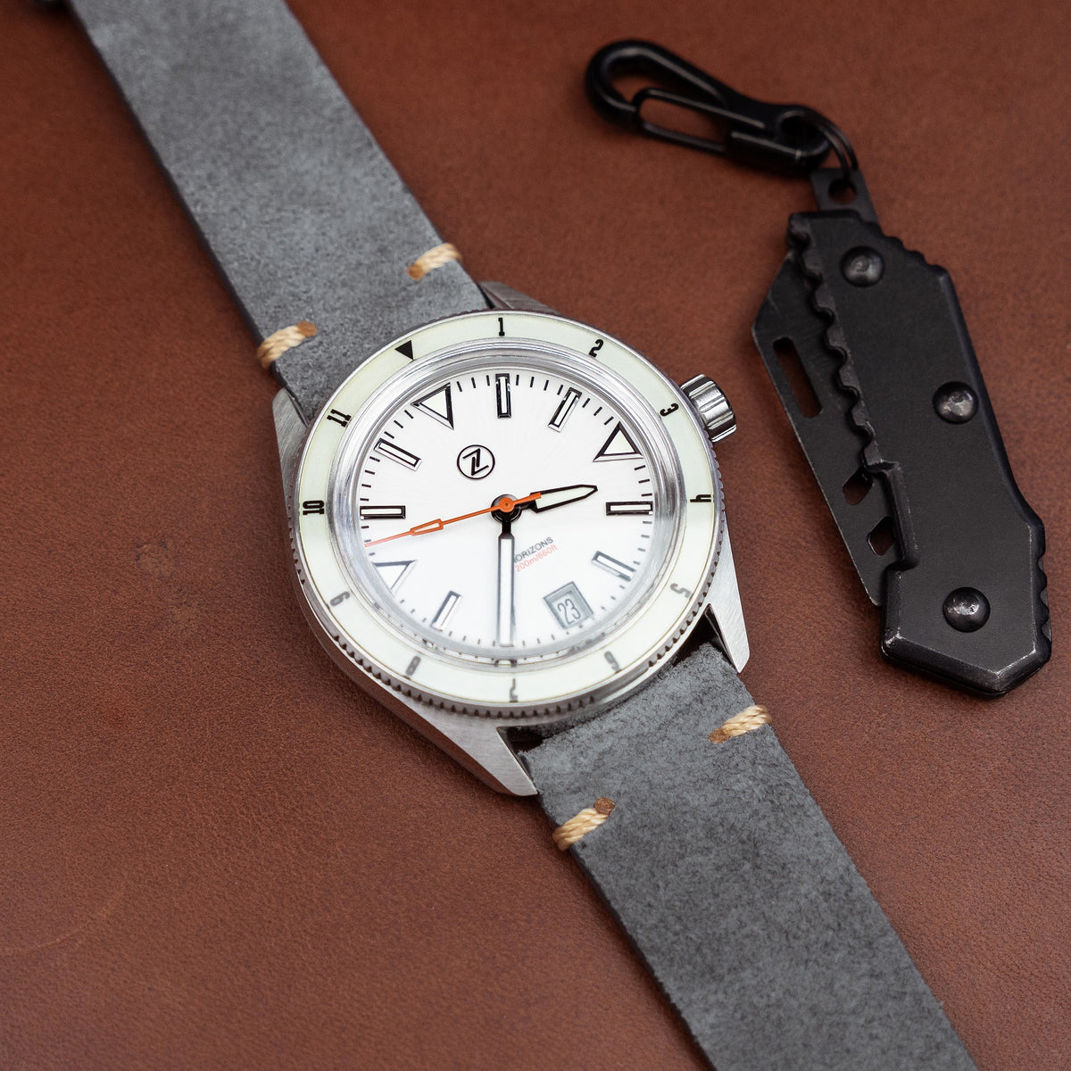 Premium Vintage Suede Leather Watch Strap in Grey (18mm) - Nomad Watch Works MY