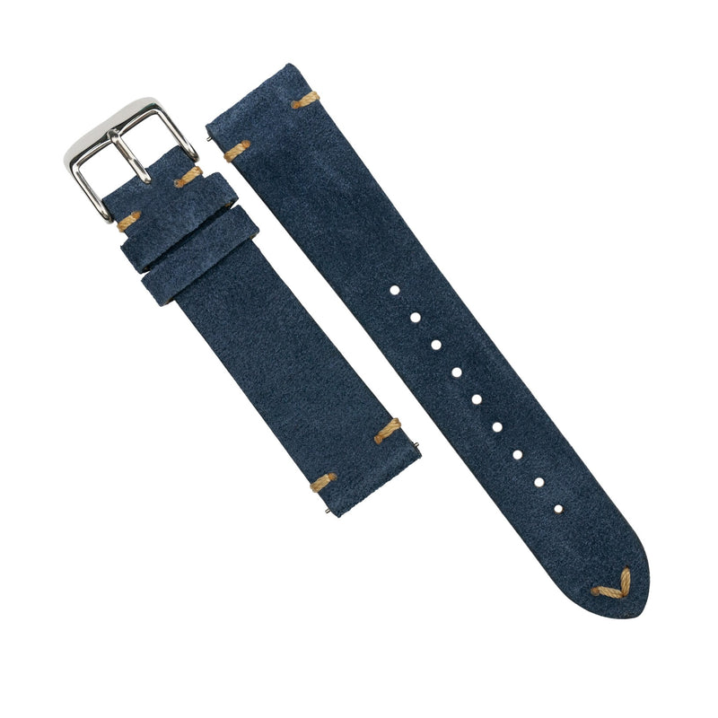 Premium Vintage Suede Leather Watch Strap in Navy (18mm) - Nomad Watch Works MY