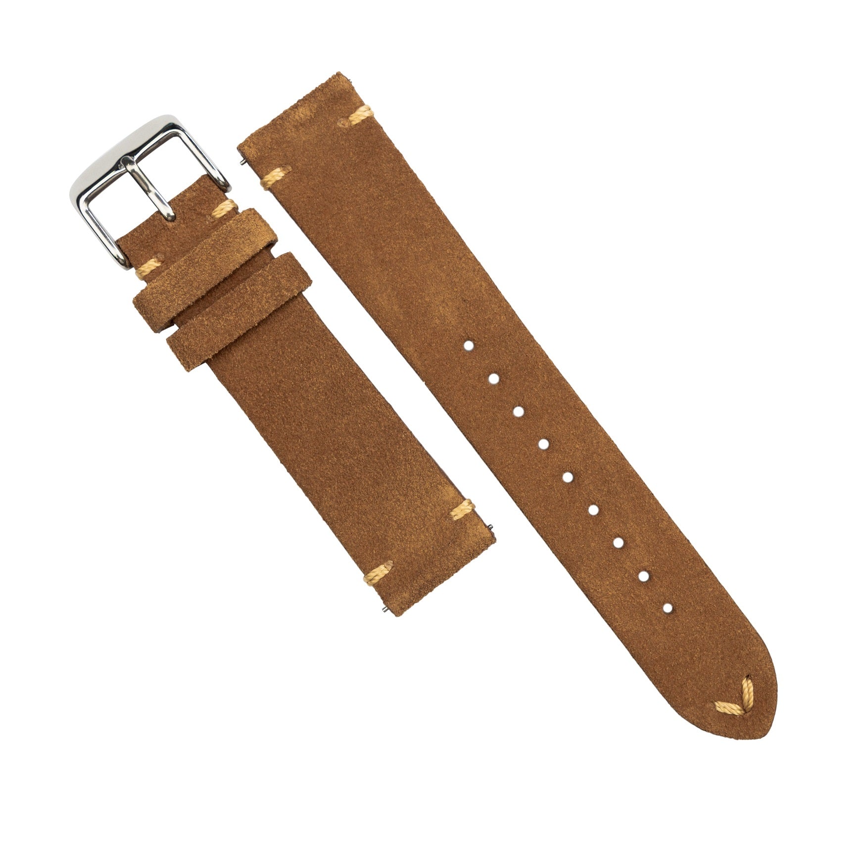 Premium Vintage Suede Leather Watch Strap in Tan (18mm) - Nomad Watch Works MY