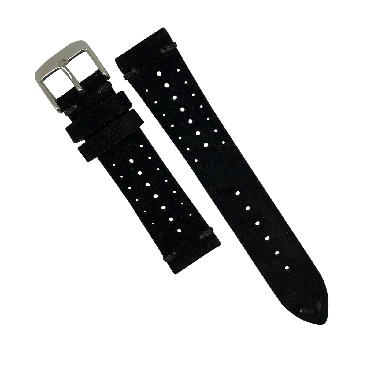 Premium Rally Suede Leather Watch Strap in Black (20mm) - Nomad Watch Works Malaysia