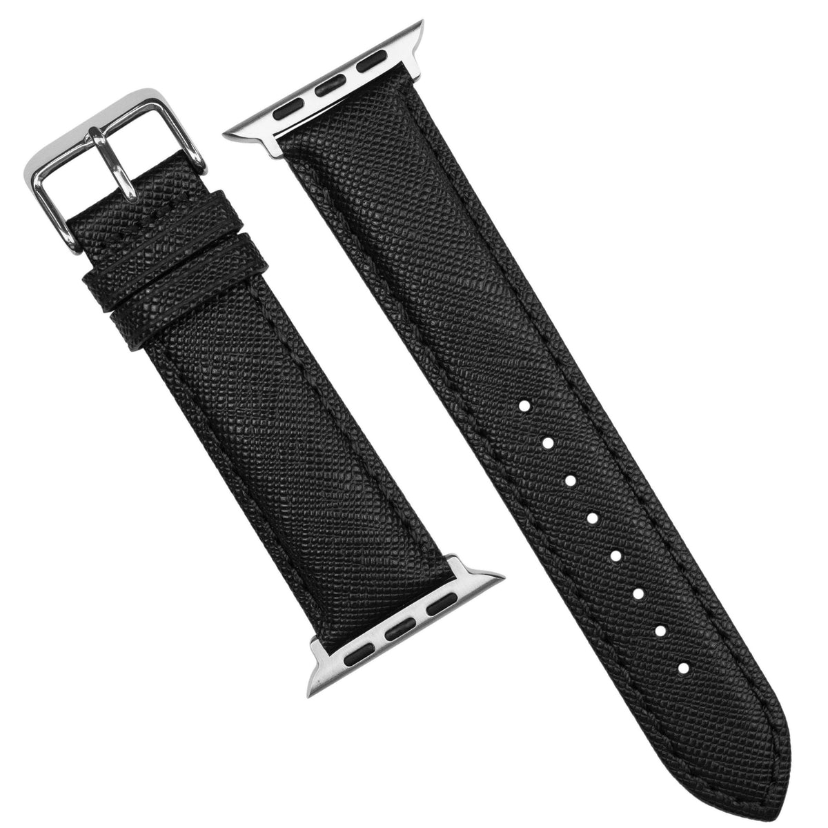 Apple Watch Premium Saffiano Leather Strap in Black (38 & 40mm) - Nomad Watch Works MY