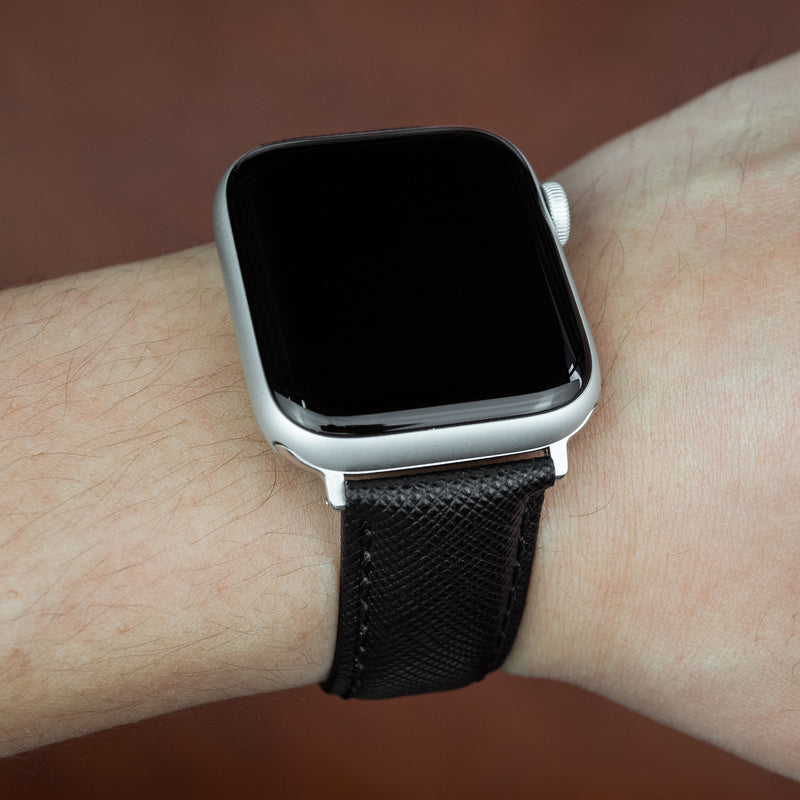 Apple Watch Premium Saffiano Leather Strap in Black (38 & 40mm) - Nomad Watch Works MY