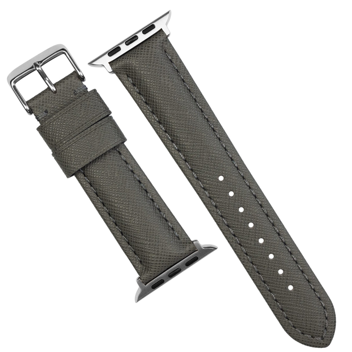 Apple Watch Premium Saffiano Leather Strap in Grey (38 & 40mm) - Nomad Watch Works MY