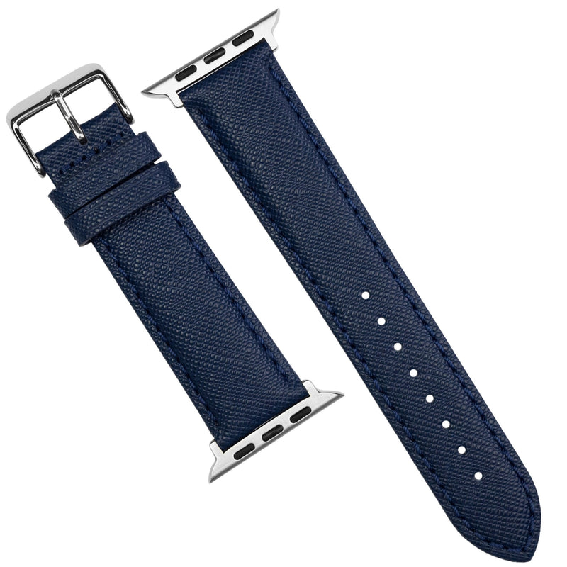Apple Watch Premium Saffiano Leather Strap in Navy (38 & 40mm) - Nomad Watch Works MY