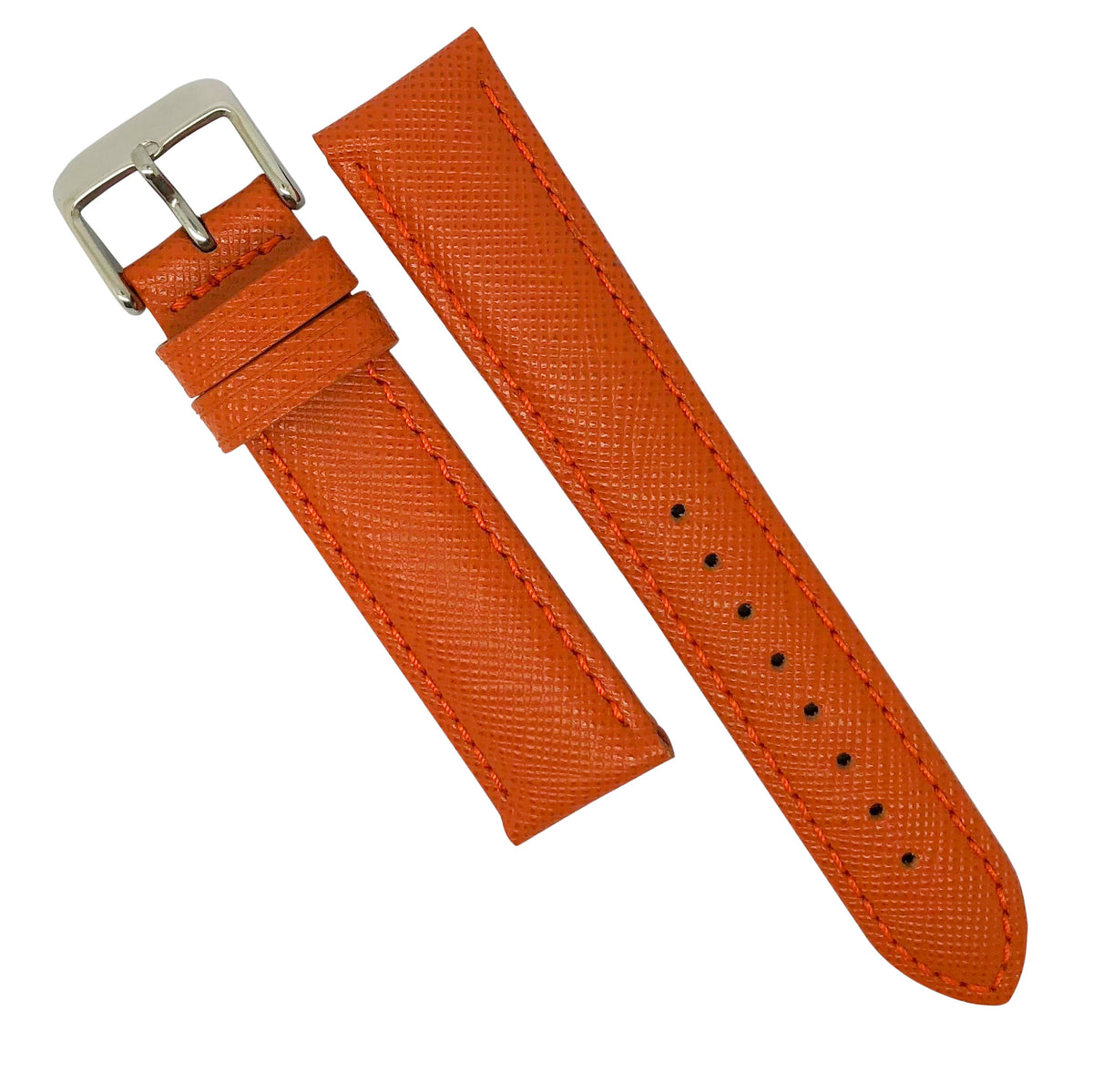 Premium Saffiano Leather Strap in Orange (18mm) - Nomad Watch Works Malaysia
