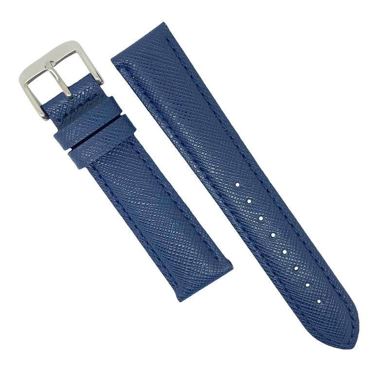 Premium Saffiano Leather Strap in Navy (18mm) - Nomad Watch Works Malaysia