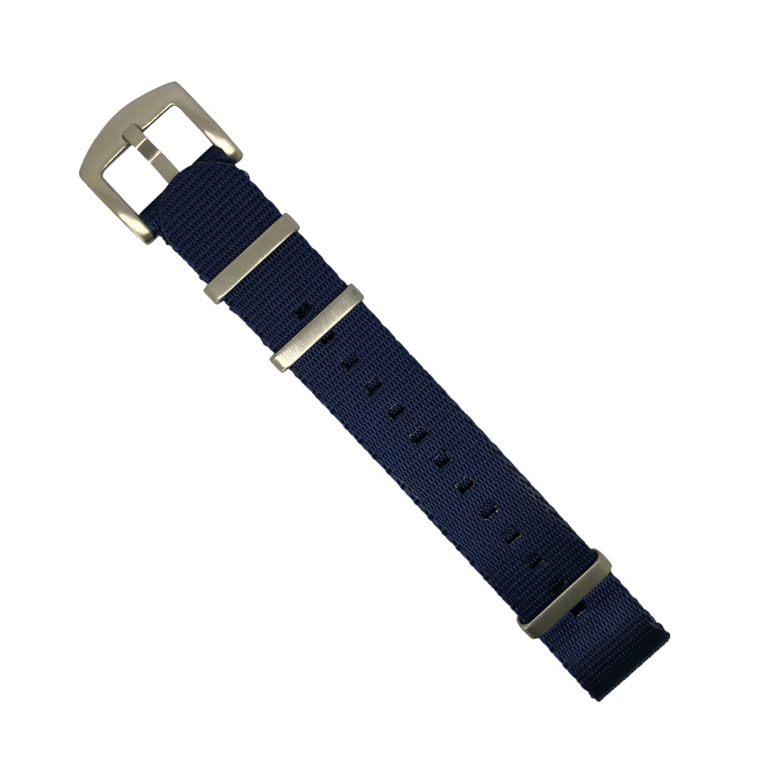 Seat Belt Nato Strap in Navy with Brushed Silver Buckle (20mm) - Nomad Watch Works Malaysia