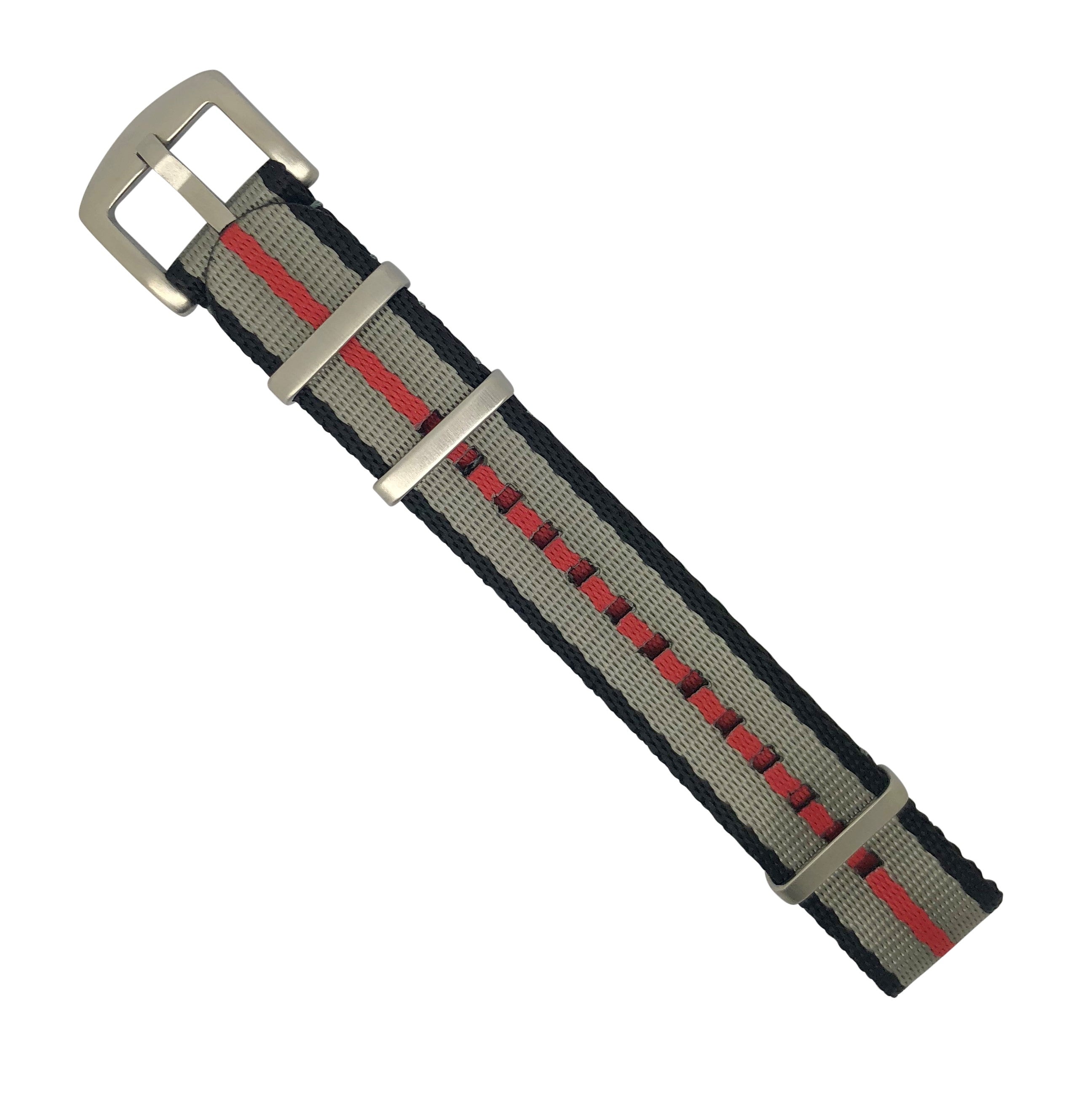 Seat Belt Nato Strap in Black Grey Red Nomad Watch Works MY