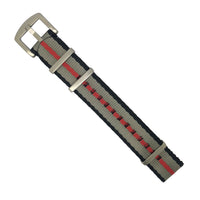 Seat Belt Nato Strap in Black Grey Red with Brushed Silver Buckle (20mm) - Nomad Watch Works Malaysia