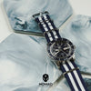 Premium Nato Strap in Navy White Small Stripes with Polished Silver Buckle (22mm) - Nomad Watch Works Malaysia