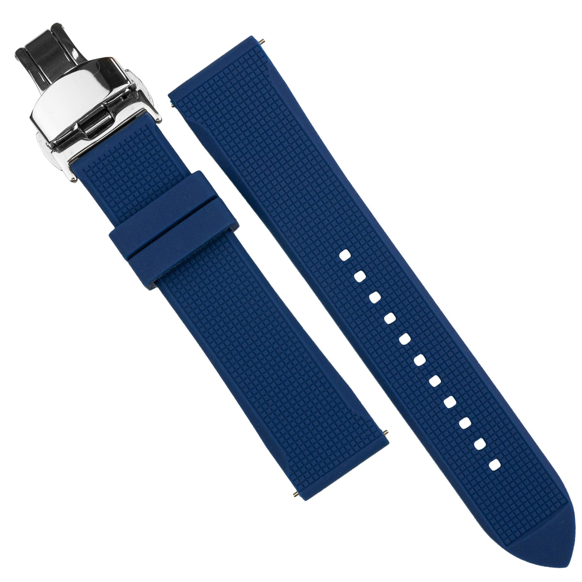Silicone Rubber Strap w/ Butterfly Clasp in Navy (18mm) - Nomad Watch Works MY