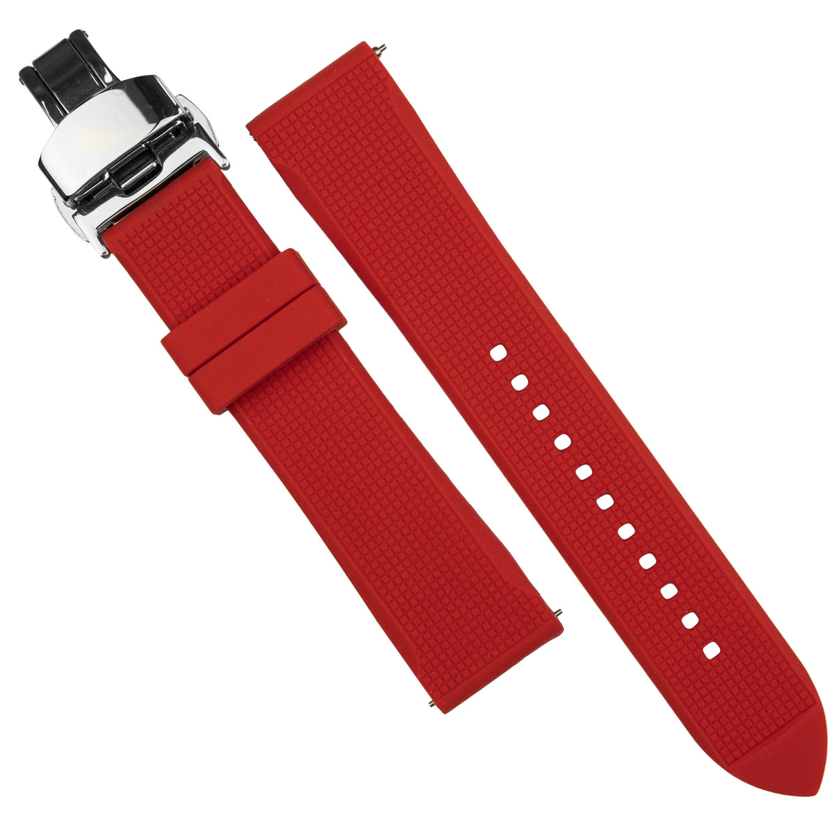 Silicone Rubber Strap w/ Butterfly Clasp in Red (18mm) - Nomad Watch Works MY