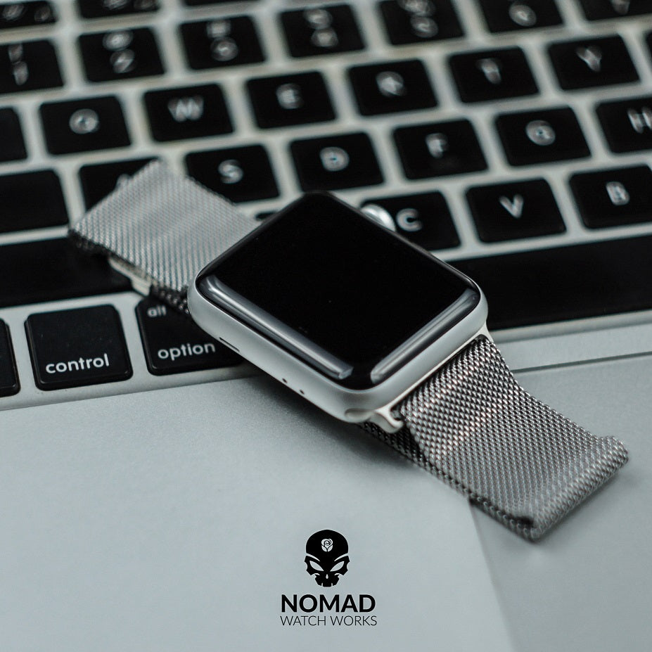 Apple Watch Milanese Mesh Strap in Silver (38 & 40mm) - Nomad Watch Works Malaysia