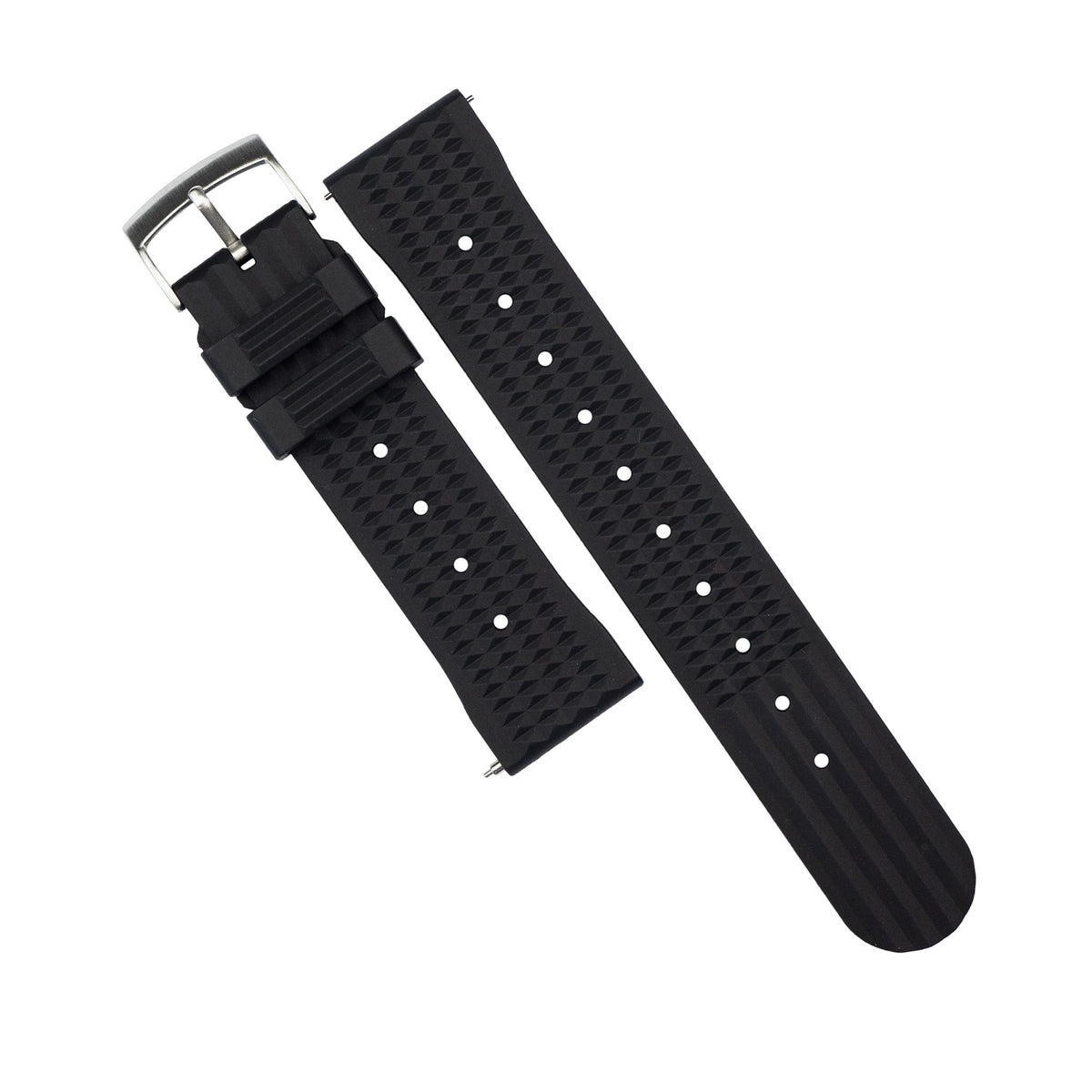 Waffle FKM Rubber Strap in Black (20mm) - Nomad Watch Works Malaysia