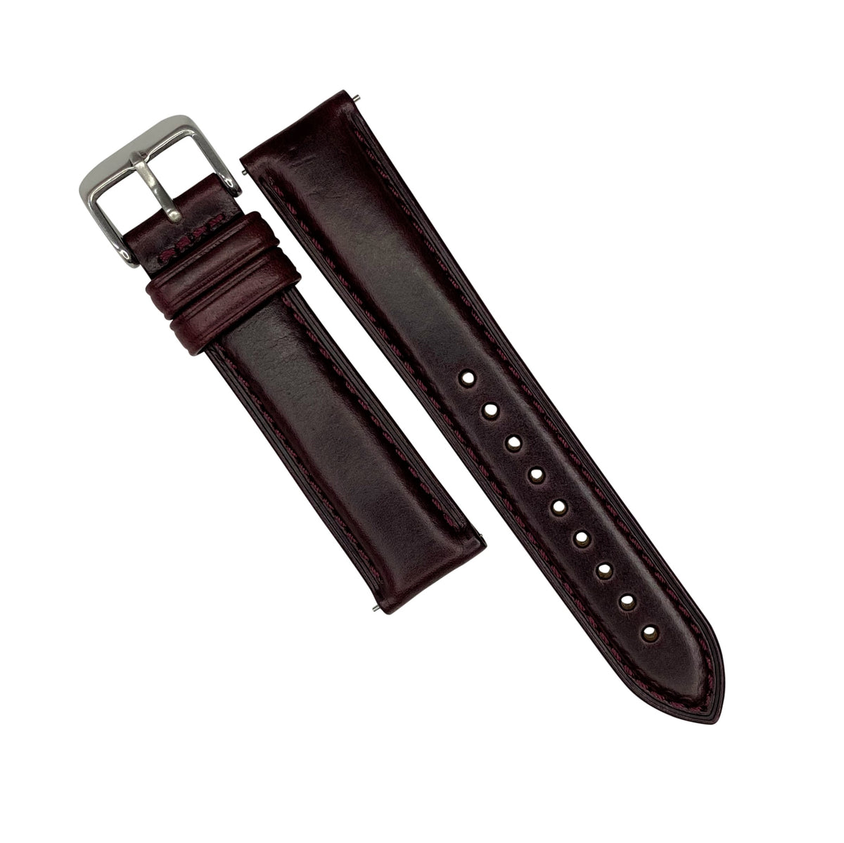 N2W Classic Horween Leather Strap in Chromexcel® Burgundy (18mm) - Nomad Watch Works Malaysia
