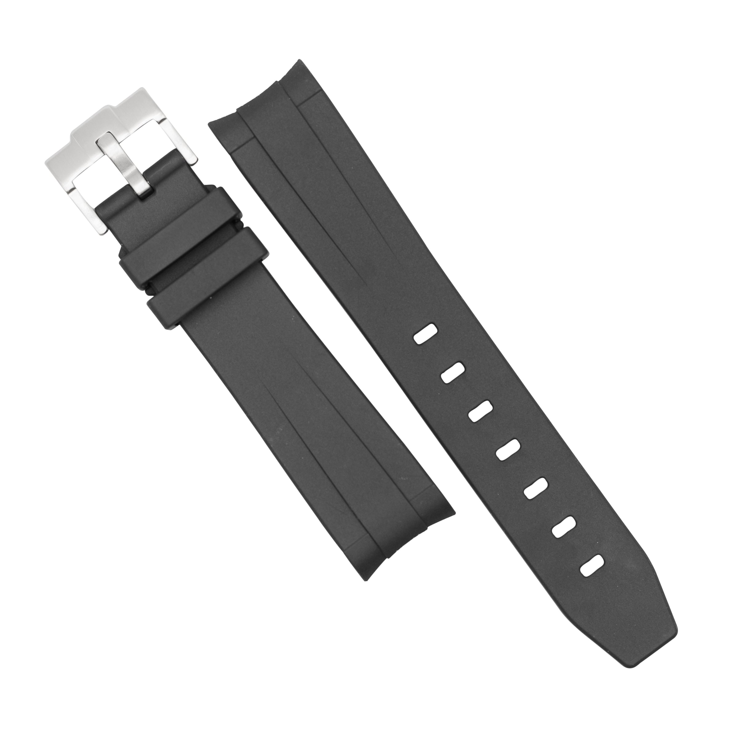 Curved End Rubber Strap for Omega x Swatch Moonswatch in Black (20mm) - Nomad Watch Works MY