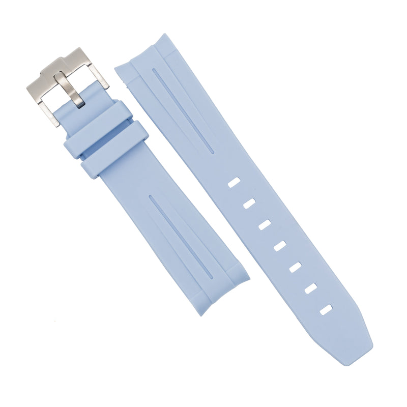 Curved End Rubber Strap for Omega x Swatch Moonswatch in Blue (20mm) - Nomad Watch Works MY