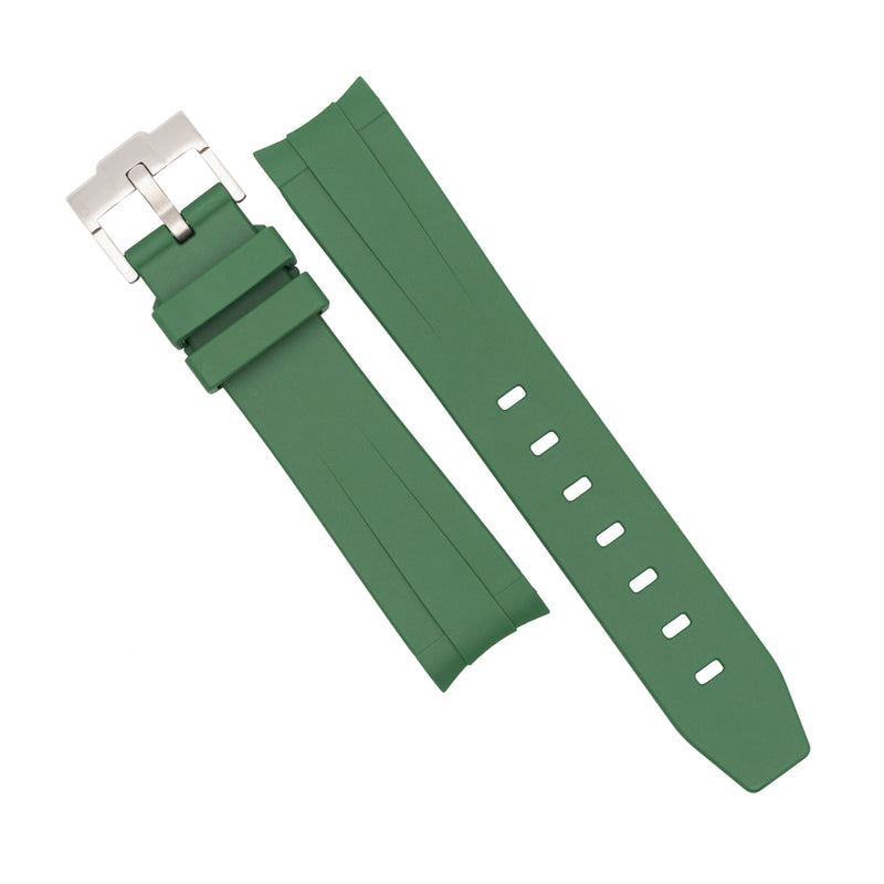 Curved End Rubber Strap for Omega x Swatch Moonswatch in Green (20mm) - Nomad Watch Works MY