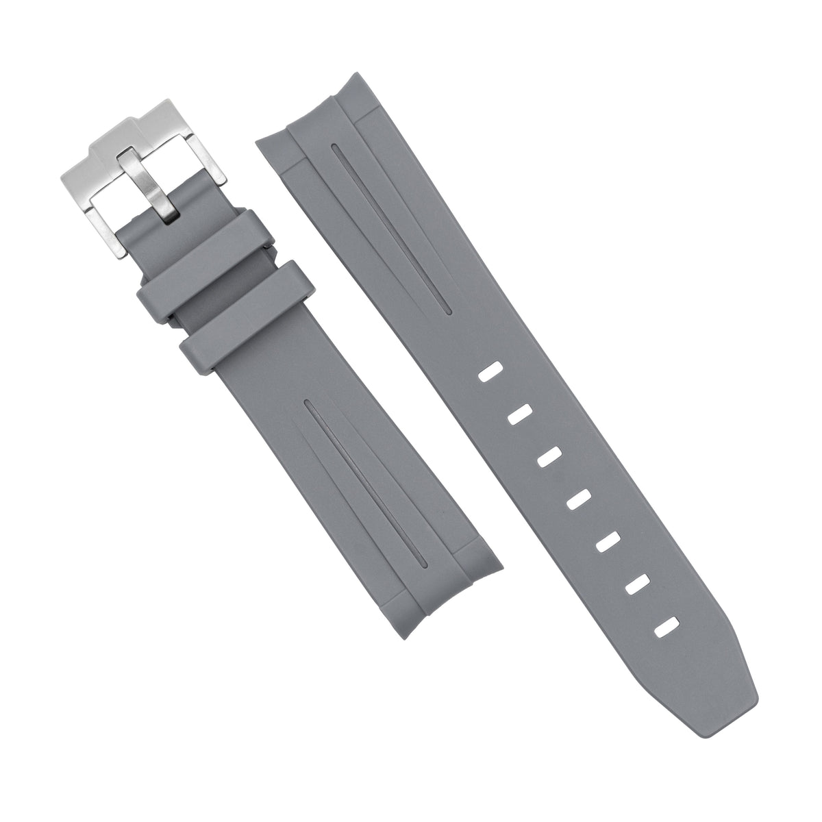 Curved End Rubber Strap for Omega x Swatch Moonswatch in Grey (20mm) - Nomad Watch Works MY