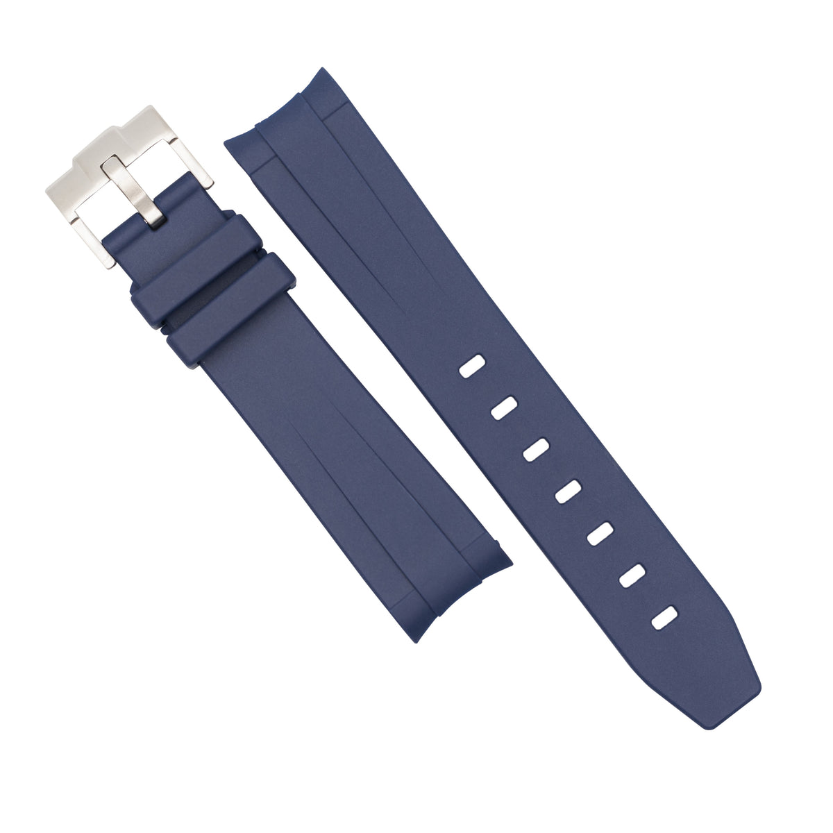 Curved End Rubber Strap for Omega x Swatch Moonswatch in Navy (20mm) - Nomad Watch Works MY
