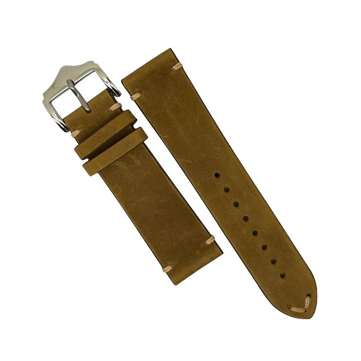 Premium Vintage Calf Leather Watch Strap in Tan (20mm) - Nomad Watch Works Malaysia