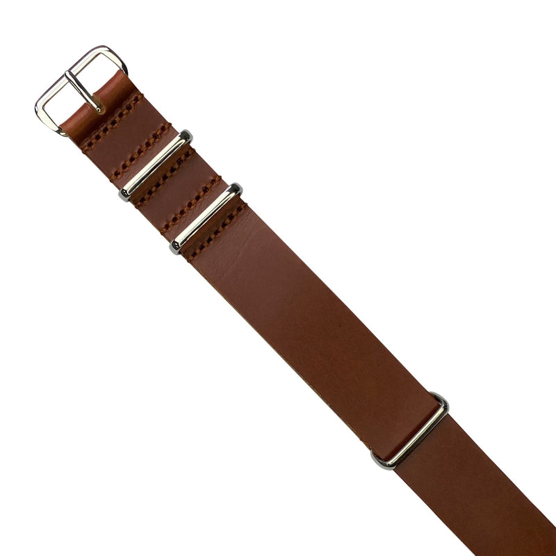 Premium Leather Nato Strap in Tan with Silver Buckle (18mm) - Nomad Watch Works Malaysia