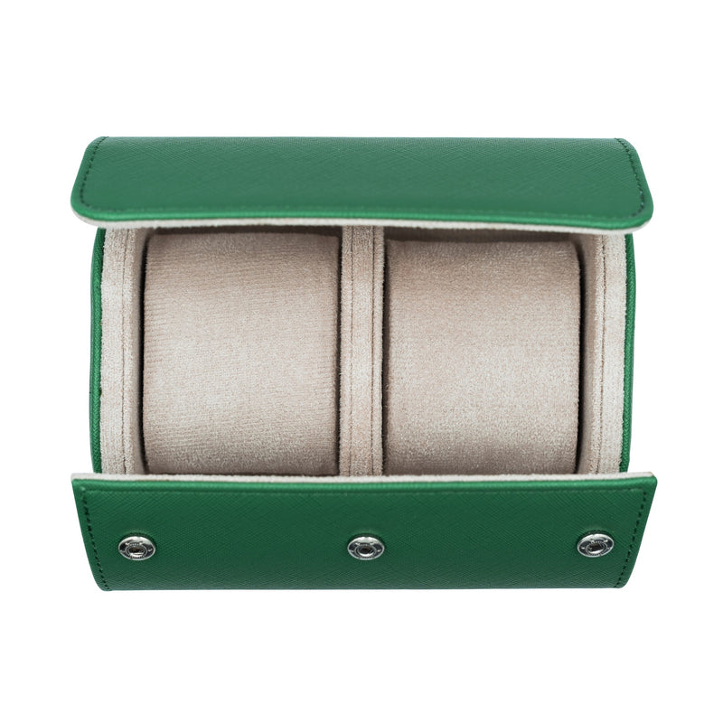 Saffiano Leather Watch Case in Green (2 Slots) - Nomad Watch Works MY