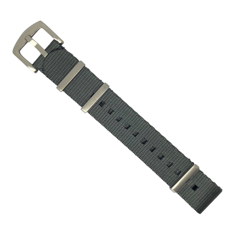 Seat Belt Nato Strap in Grey with Brushed Silver Buckle (20mm) - Nomad Watch Works Malaysia