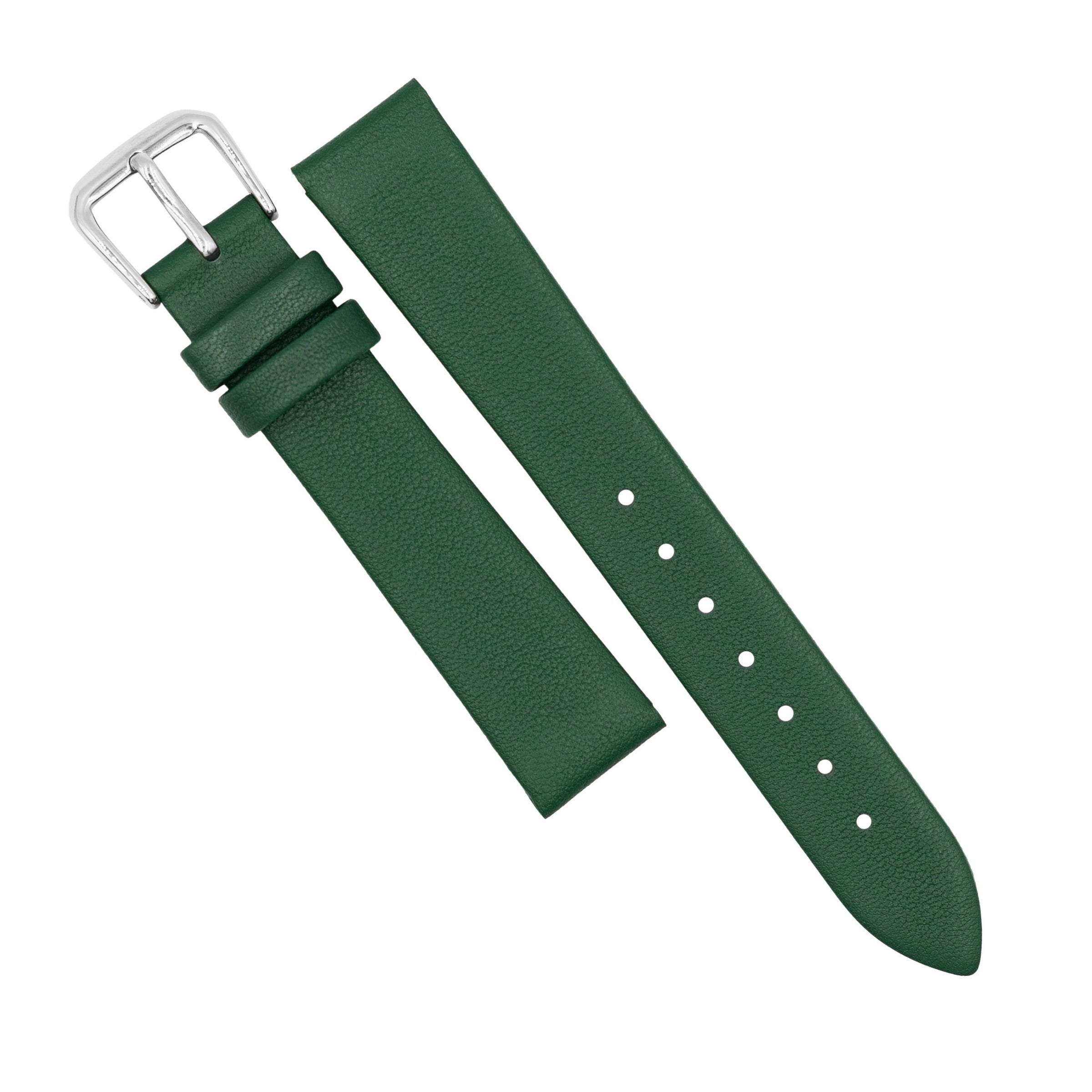 Unstitched Smooth Leather Watch Strap in Green (12mm) - Nomad Watch Works MY