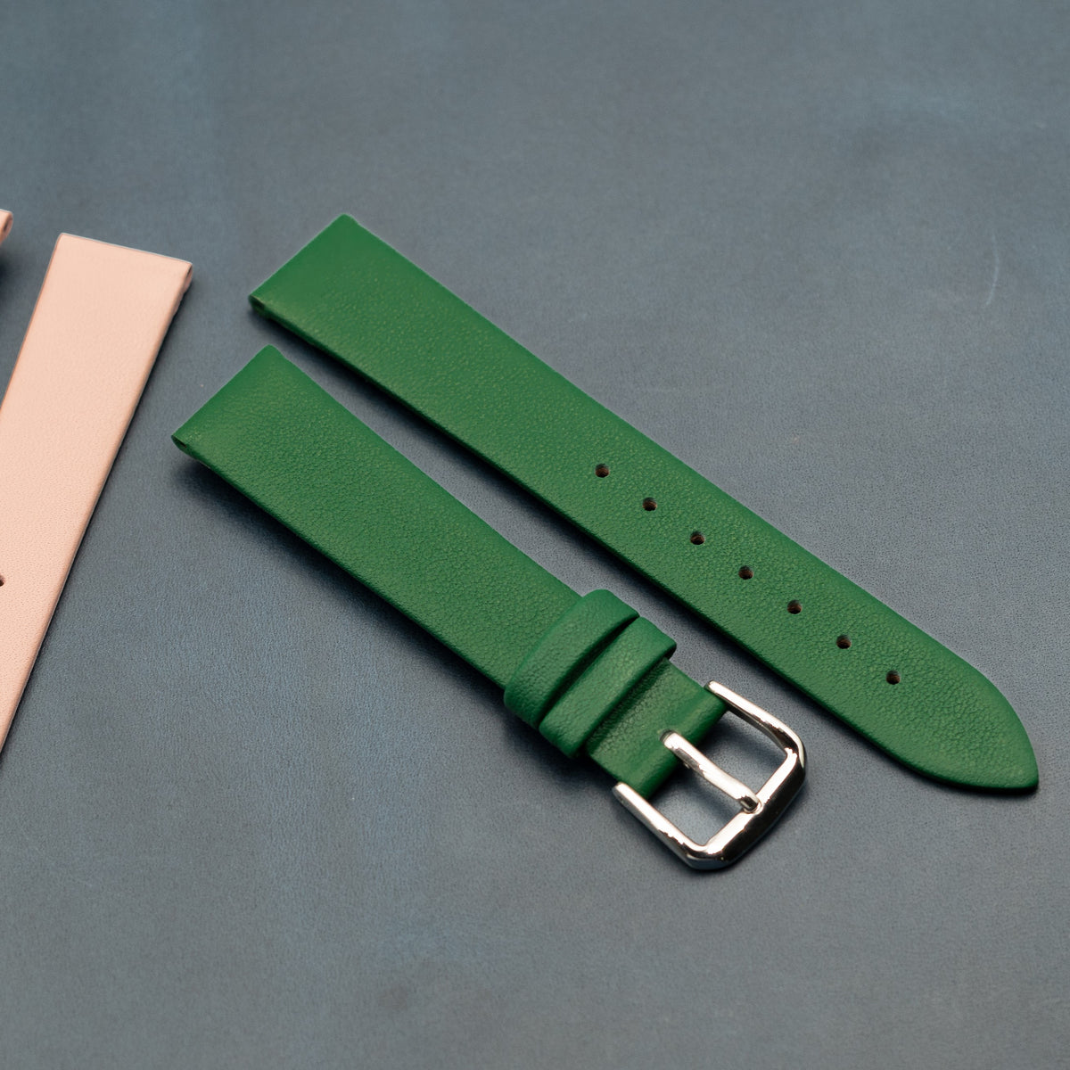 Unstitched Smooth Leather Watch Strap in Green (12mm) - Nomad Watch Works MY