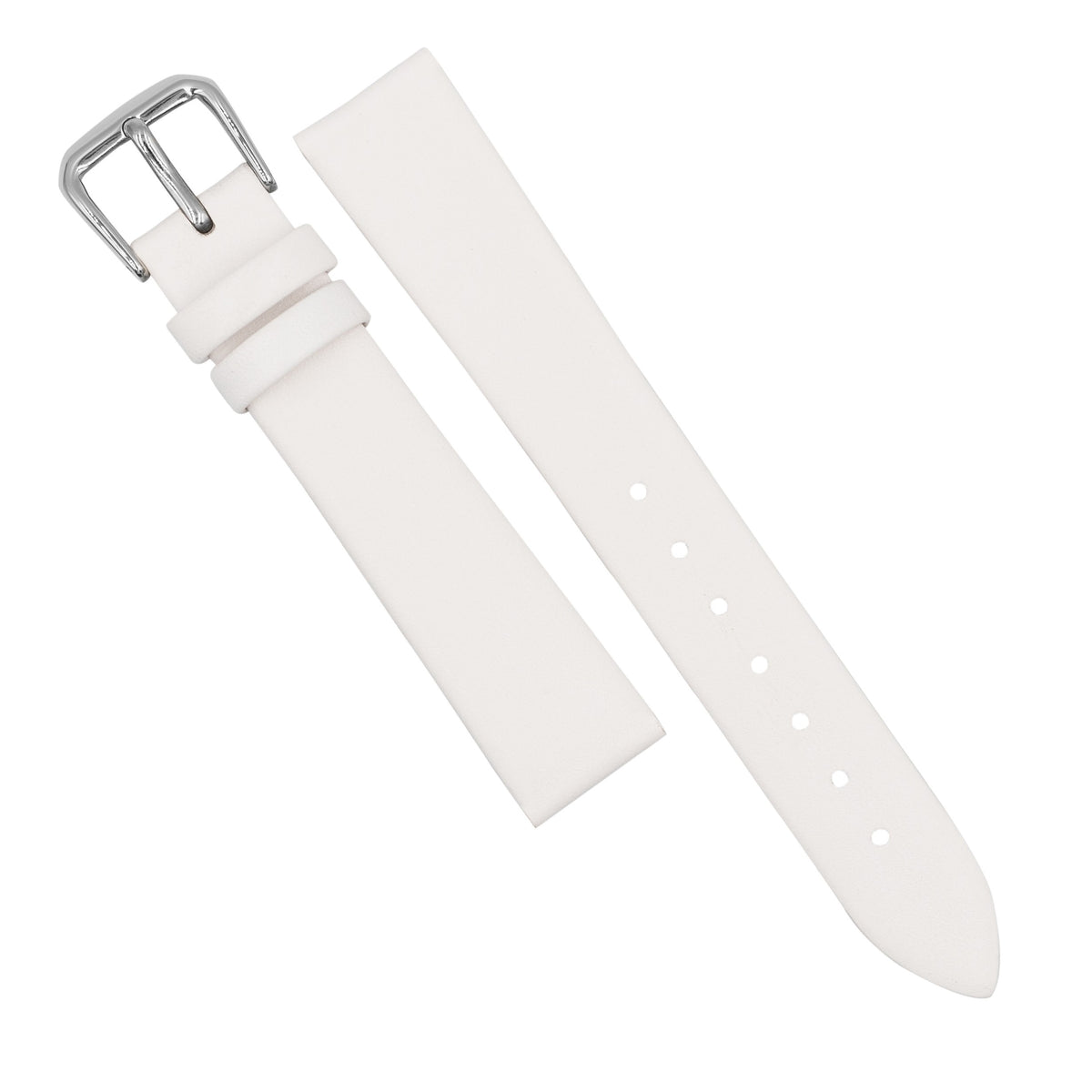 Unstitched Smooth Leather Watch Strap in White (12mm) - Nomad Watch Works MY