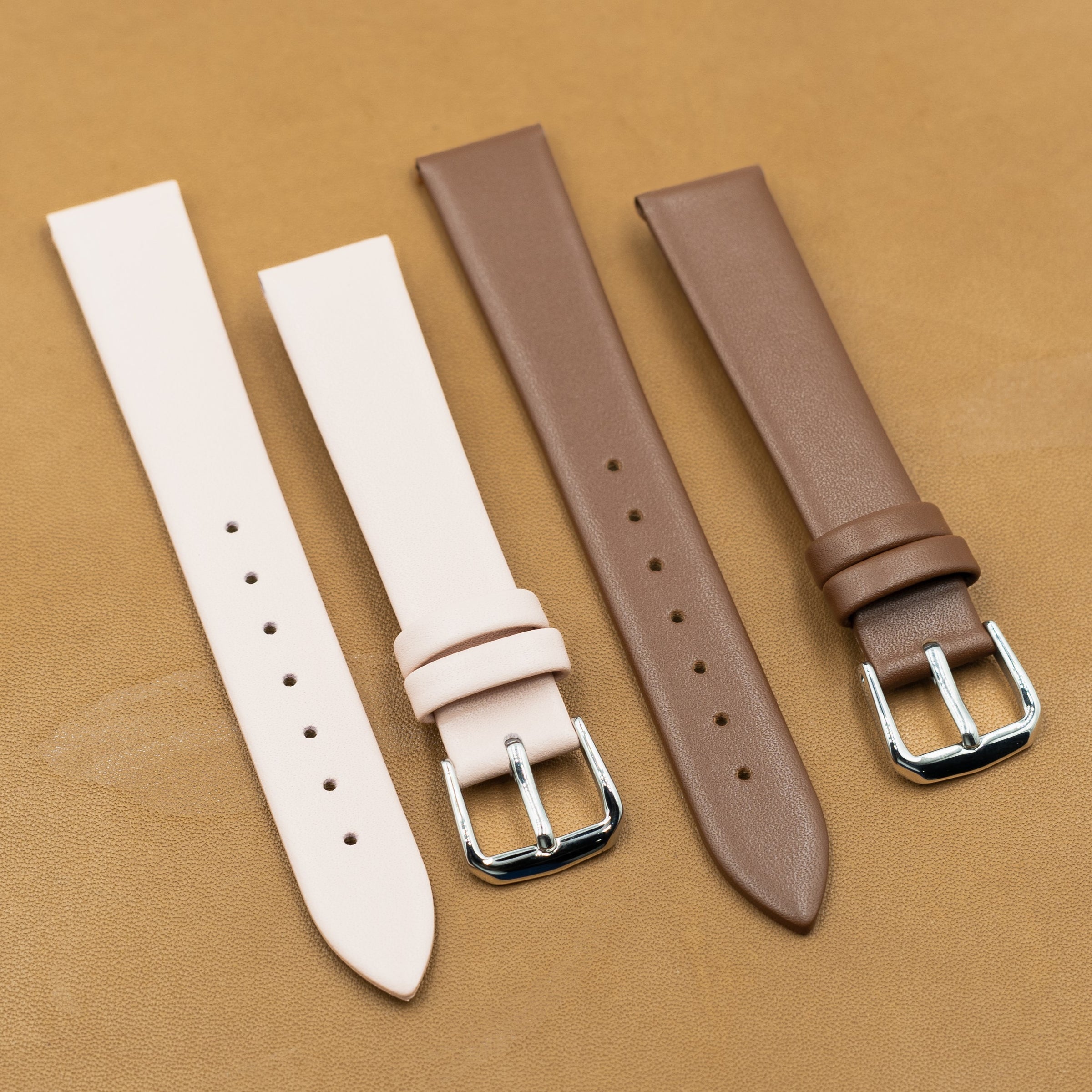 Unstitched Smooth Leather Watch Strap in White (12mm) - Nomad Watch Works MY